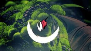 A Hollow Knight Silksong player performing the downward Pogo