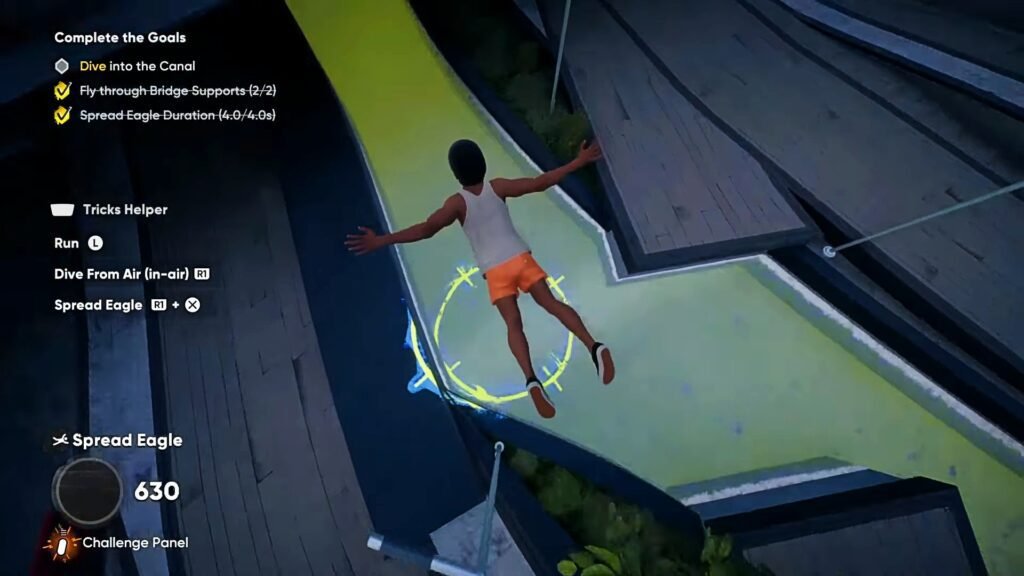 A Skate player gliding down to the ground