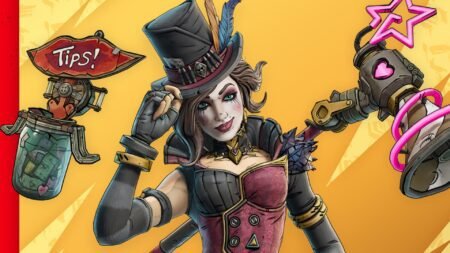 A close up of Mad Moxxi from the Bundle from Borderlands 4 in Fortnite with everything included