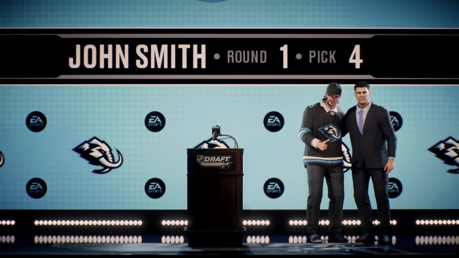 A player getting picked for a team in NHL 26