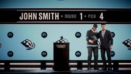 A player getting picked for a team in NHL 26