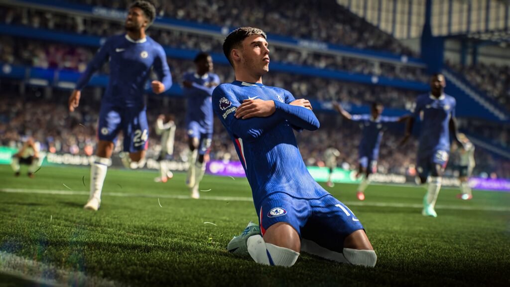 A player happy about a goal in EA Sports FC 26