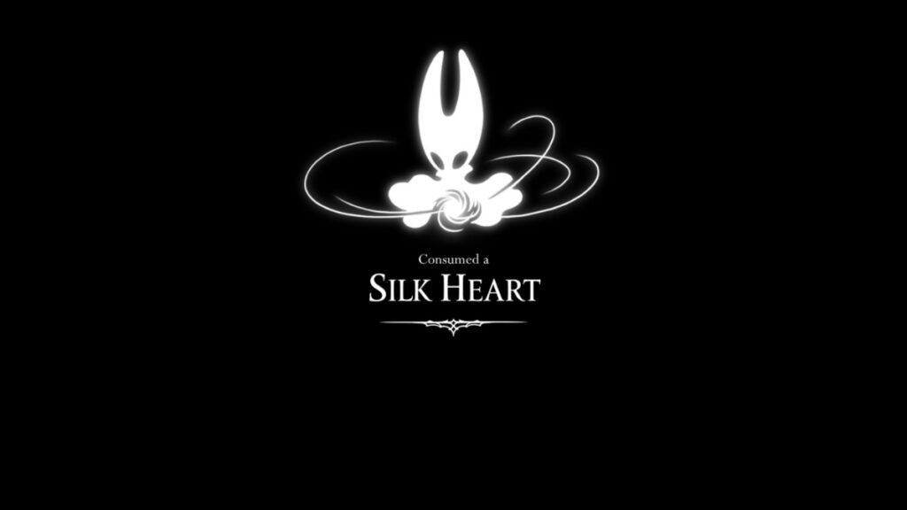 A screenshot confirming Hornet consuming a Silkheart in Hollow Knight Silksong