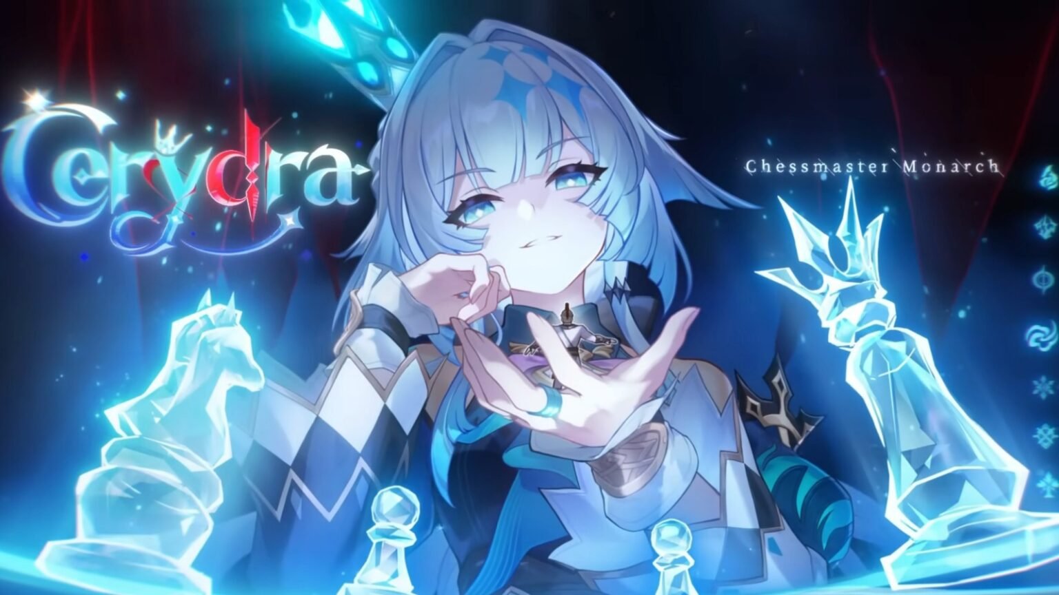 A screenshot of Cerydra intro screen from her trailer in Honkai Star Rail