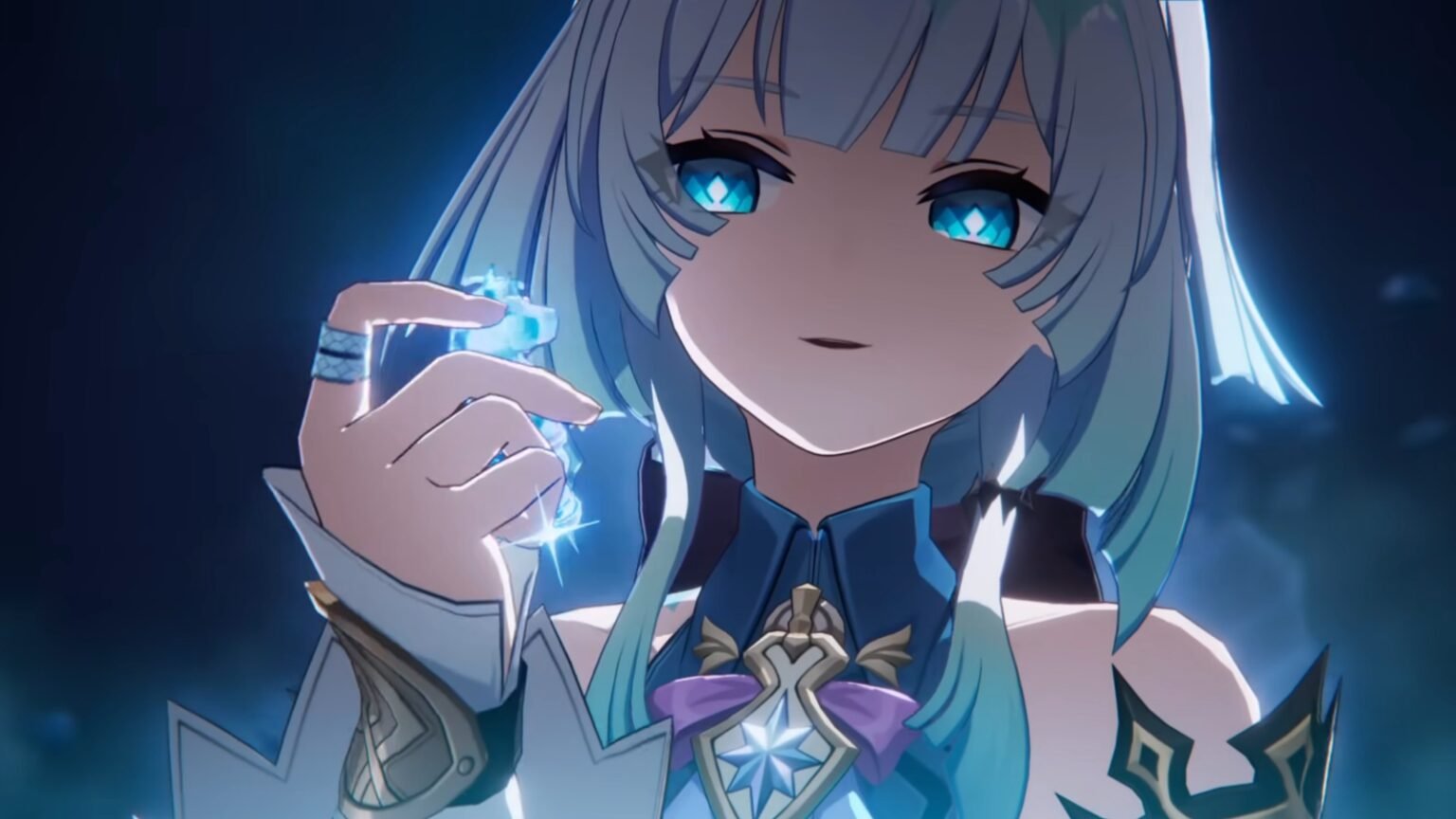 A screenshot of Cerydra picking up a chess piece in Honkai Star Rail