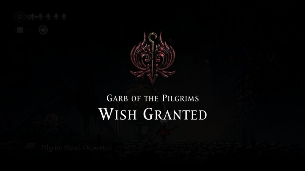 A screenshot of Garb of the Pilgrims quest in Hollow Knight SIlksong
