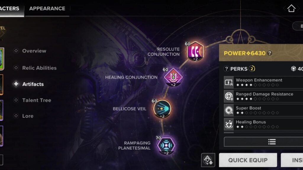 Destiny: Rising - Best Gwynn Build Guide | Destiny: Rising | GamesHorizon A screenshot of Gwynn's Artifact set from the Artifact screen in Destiny Rising
