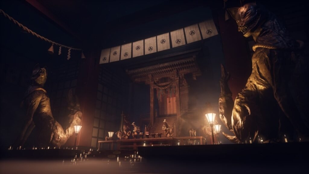 A screenshot of a temple in Silent Hill F