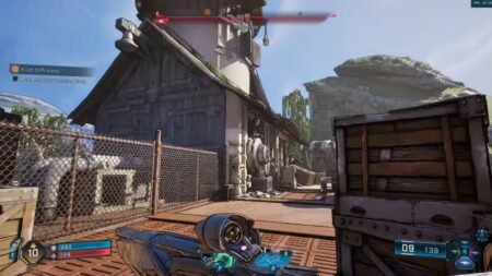 A screenshot of the player walking while in the Waterstop Evocarium puzzle in Borderlands 4