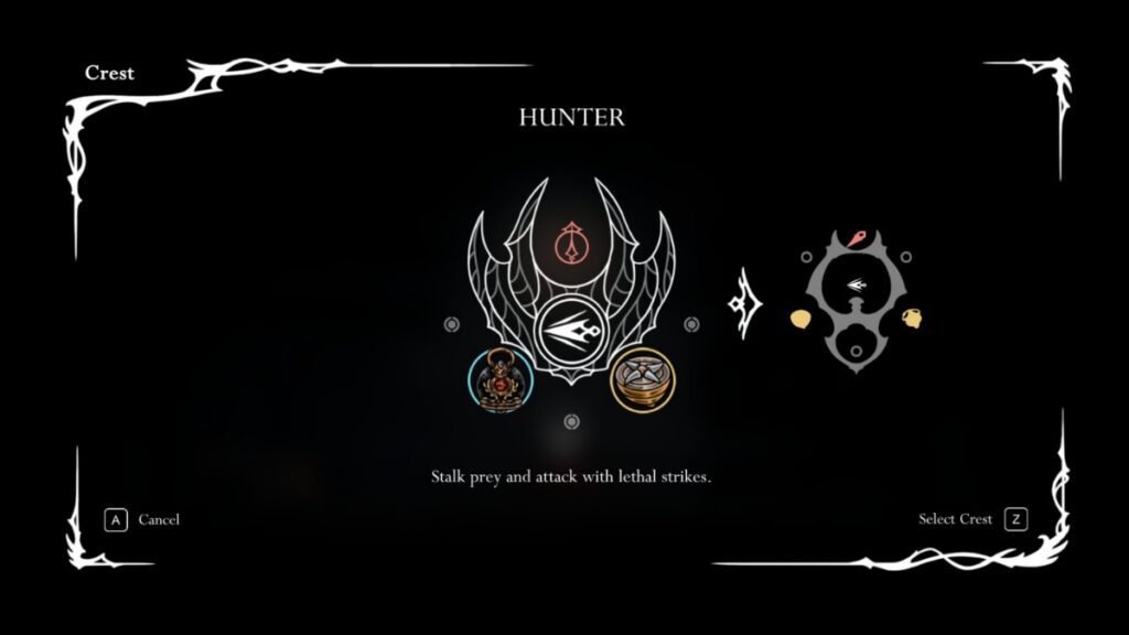 Hollow Knight: Silksong - Best Crests Ranked | Hollow Knight: Silksong | GamesHorizon A screenshot showcasing the Hunter Crest in Hollow Knight Silksong
