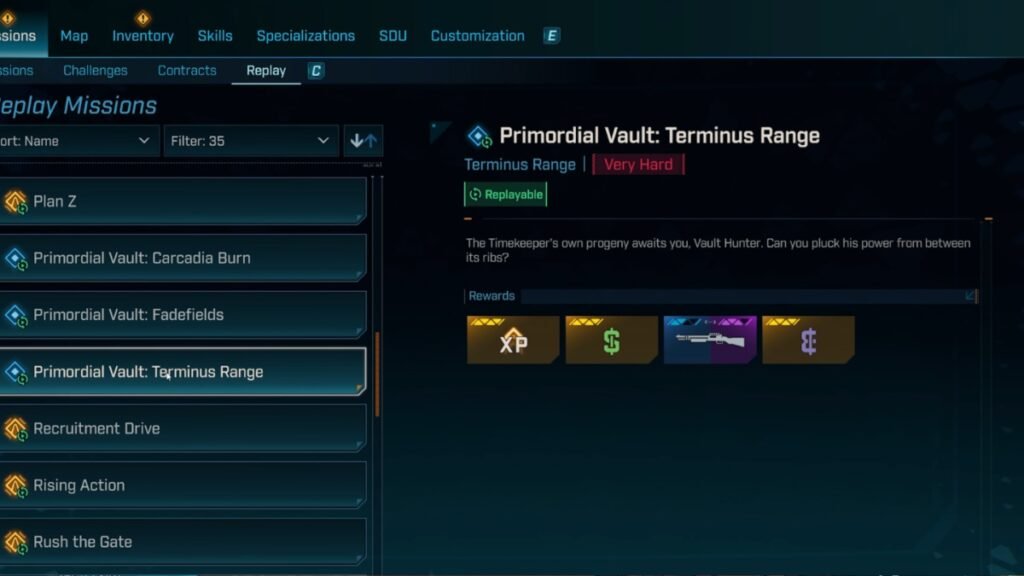 How To Make Money Fast In Borderlands 4 | Borderlands 4 | GamesHorizon A screenshot showing a Vault Mission in the menu in Borderlands 4