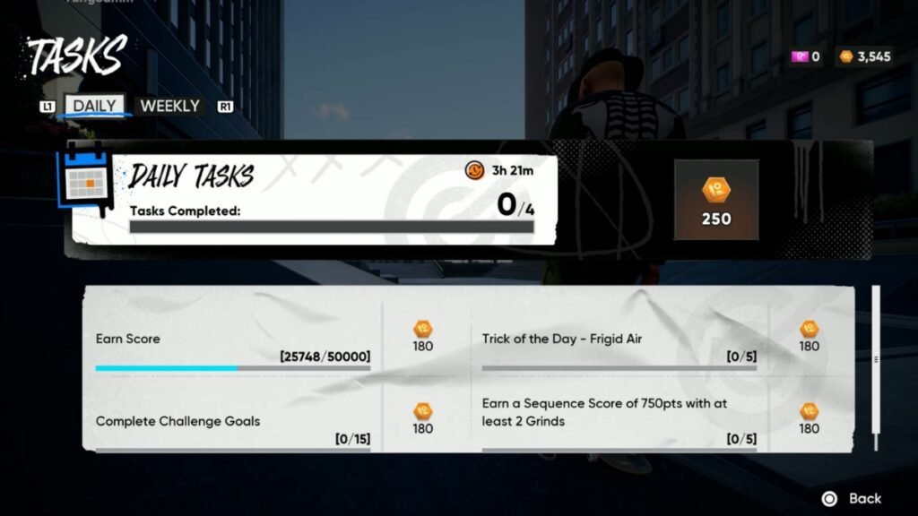 How Do Missions Work In Skate? | Skate | GamesHorizon A screenshot showing the Daily Task tab in Skate