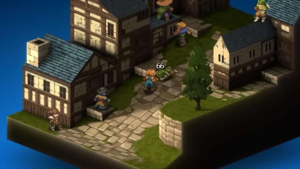 A soldier in Final Fantasy Tactics The Ivalice Chronicles killing another