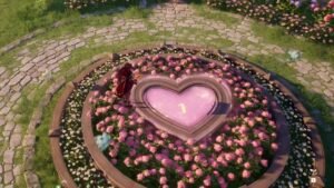 An Infinity Nikki player in front of a heart