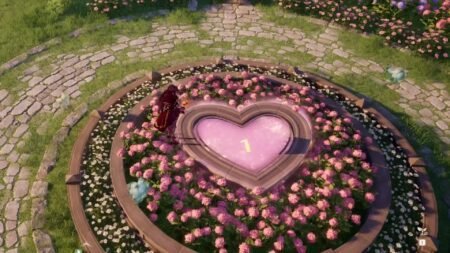 An Infinity Nikki player in front of a heart