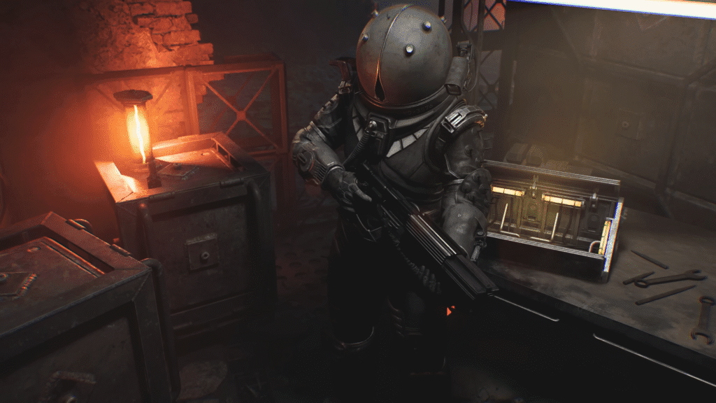 The Traveler holding the Hammer PROV-2030 in Cronos: New Dawn
