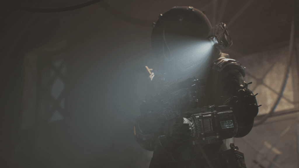 The Traveler holding the Lance REV-1411 in Cronos: New Dawn