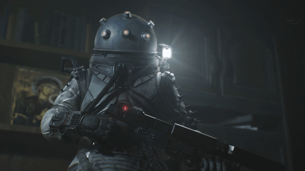 The Traveler holding the Mace JER-5120 in Cronos: New Dawn