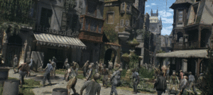 A small area of Castor Woods full of infected Zombies in Dying Light The Beast