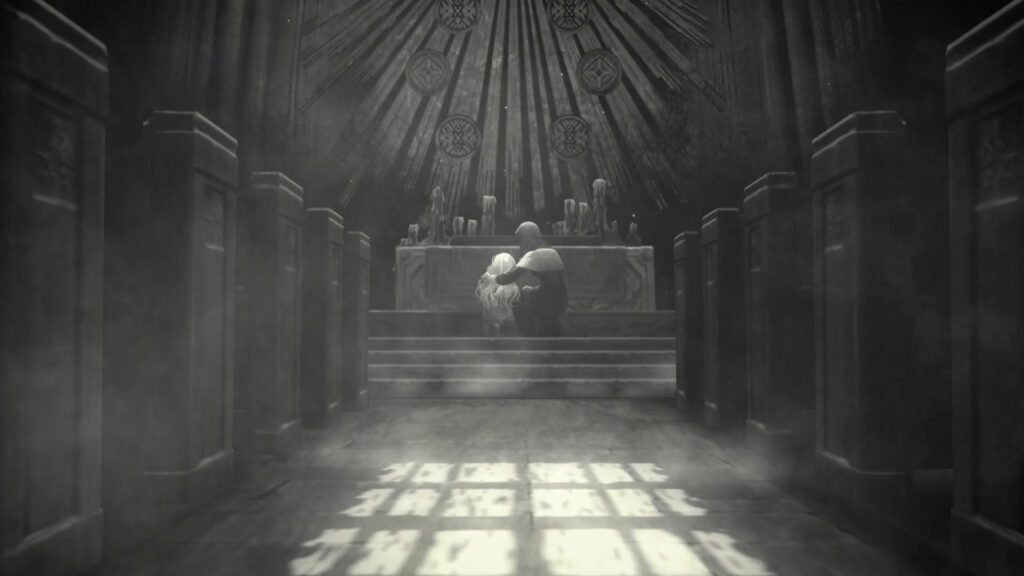 A screenshot from a cutscene in Ender Lilies: Quietus of the Knights