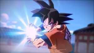 Goku preparing a kamehameha in Dragon Ball Gekishin Squadra