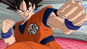Goku training in a weight chamber of the space ship in Dragon Ball Gekishin Sqaudra