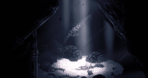 The Hornet fallen over at the beginning of Act 3 in Hollow Knight: Silksong