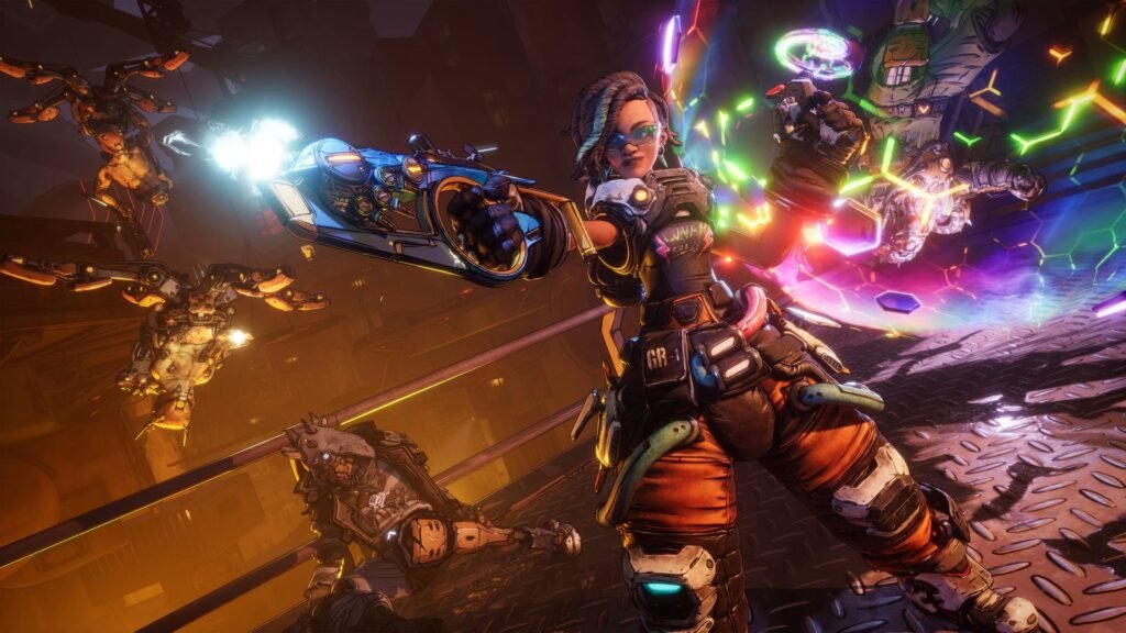 Harlowe The Graviator form Borderlands 4 trapping an enemy in a shield