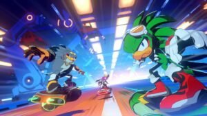 Players racing in Sonic Racing CrossWorlds