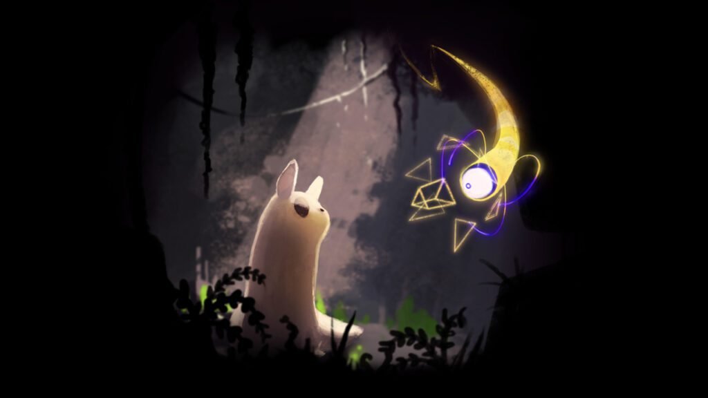A screenshot from a cutscene in Rain World