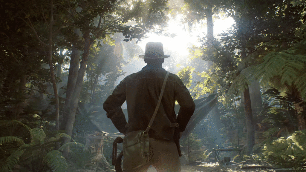 Is The Indiana Jones And The Great Circle DLC On Game Pass? | | GamesHorizon Indiana Jones and the Great Circle character is looking at the sky