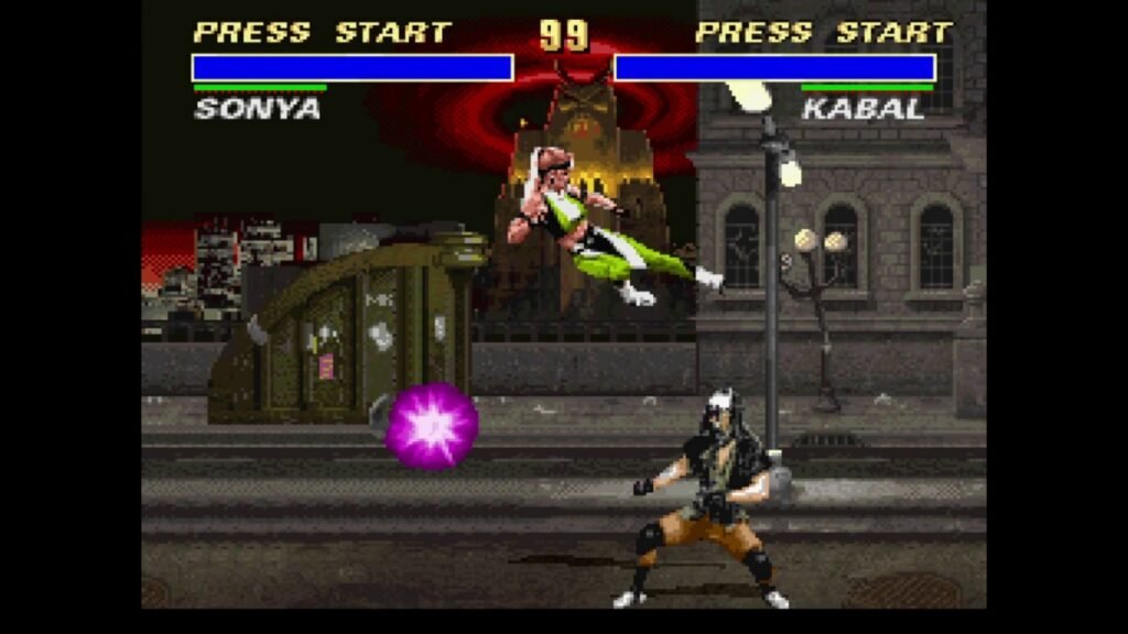 Sonya fighting against Kabal in Mortal Kombat The Legacy Kollection