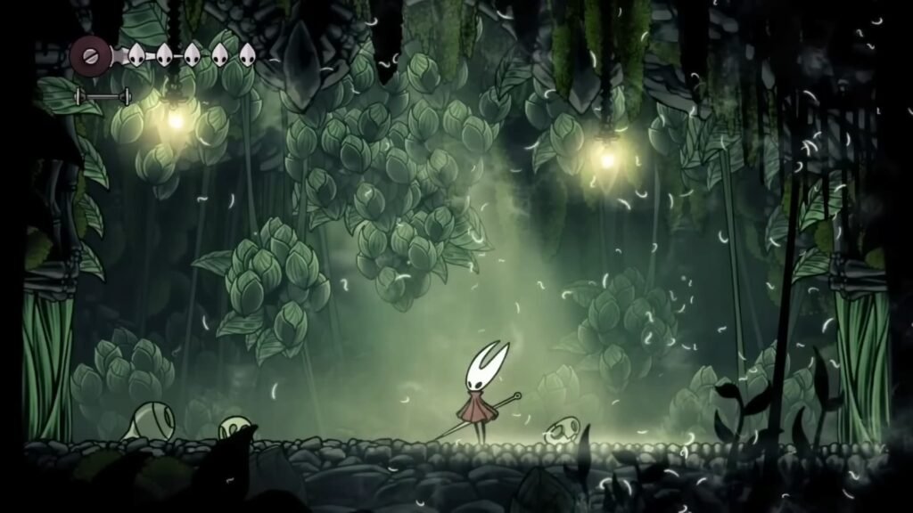 How to Unlock the Map, Quill, and Compass Hollow Knight: Silksong | | GamesHorizon The player holding their weapon and looking to the left in a egg area in Hollow Knight Silksong