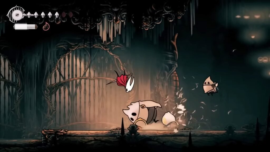 How To Heal Fast In Hollow Knight Silksong | | GamesHorizon The player jumping over an enemys attack in Hollow Knight Silksong