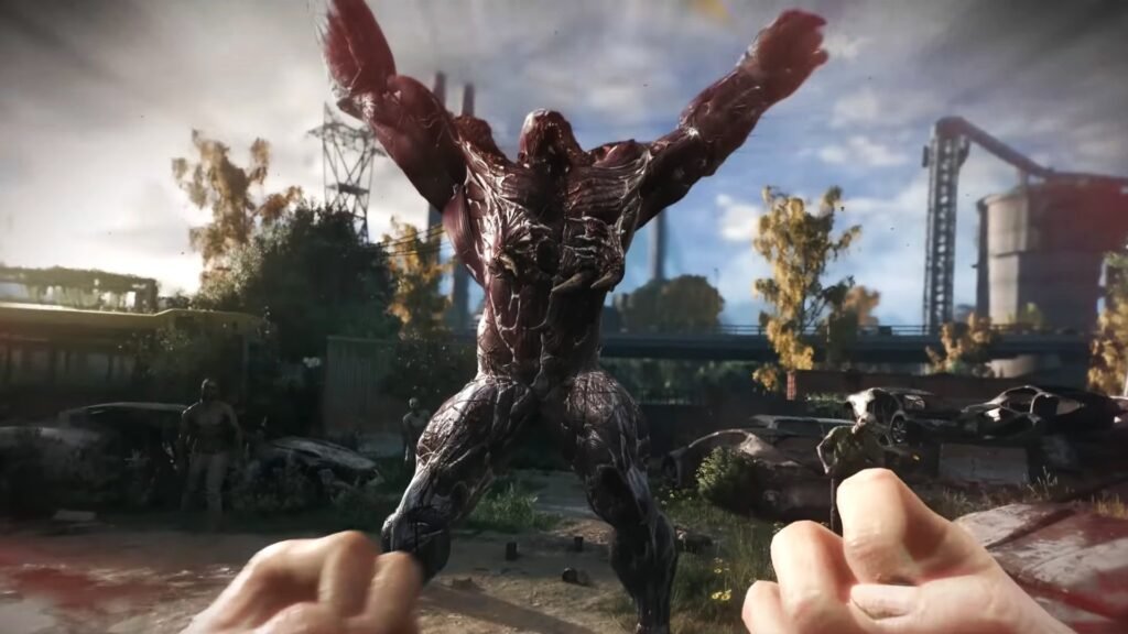 The player trying to fight a big monster in Dying Light The Beast