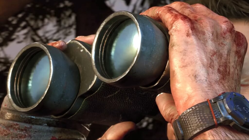The protagonist using binoculars in Dying Light The Beast