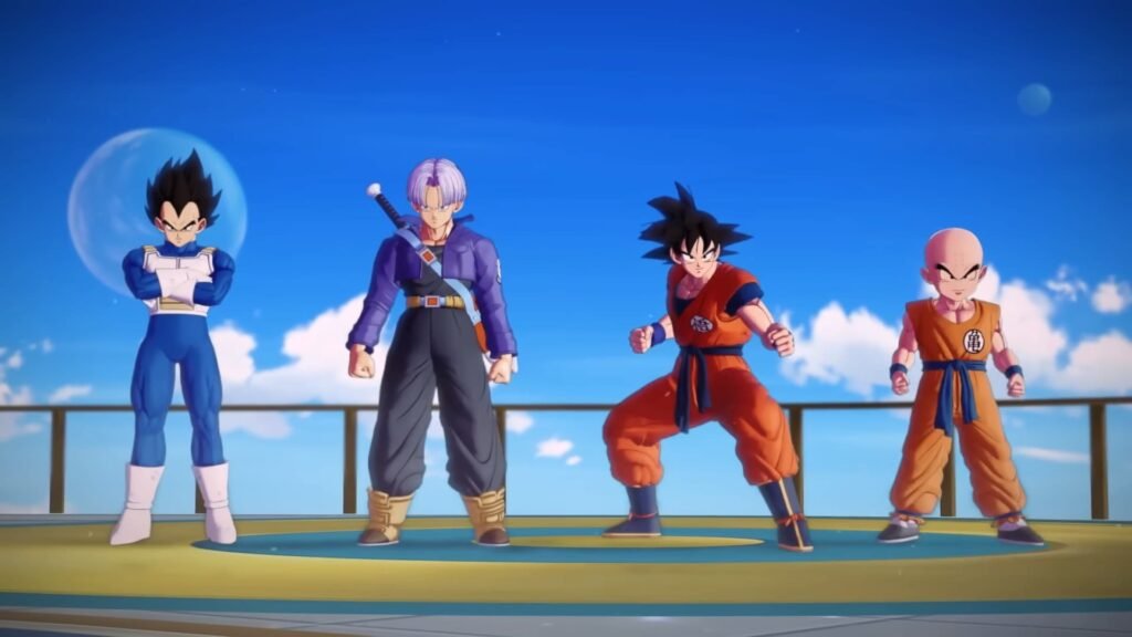 Is Dragon Ball Gekishin Squadra a MOBA? | | GamesHorizon Vegeta, Trunks, Goku, and Krillin in a lineup at Dragon Ball Gekishin Squadra