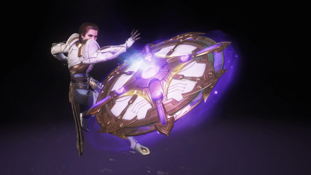 All Talent Trees in Destiny Rising | Destiny Rising | GamesHorizon Jolder throwing her shield in a screenshot from Destiny Rising