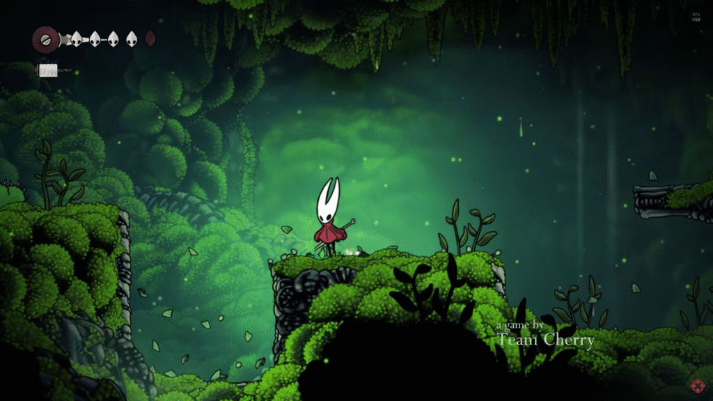 Hollow Knight Silksong hornet in a forest