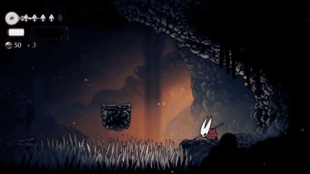 Hollow Knight Silksong hornet above sharp spike traps