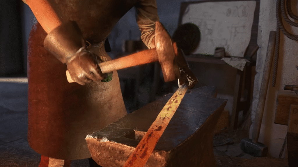 What's New in Kingdom Come Deliverance 2 Legacy of the Force DLC? | Kingdom Come Deliverance 2 Legacy of the Force DLC | GamesHorizon Henry forges a glowing blade in Kingdom Come Deliverance 2 Legacy of the Force DLC
