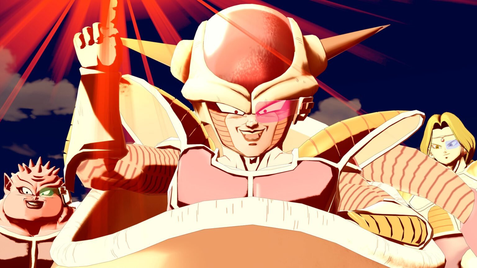 Frieza leads his squad in Dragon Ball Gekishin Squadra, showcasing the game’s bold anime-styled visuals.