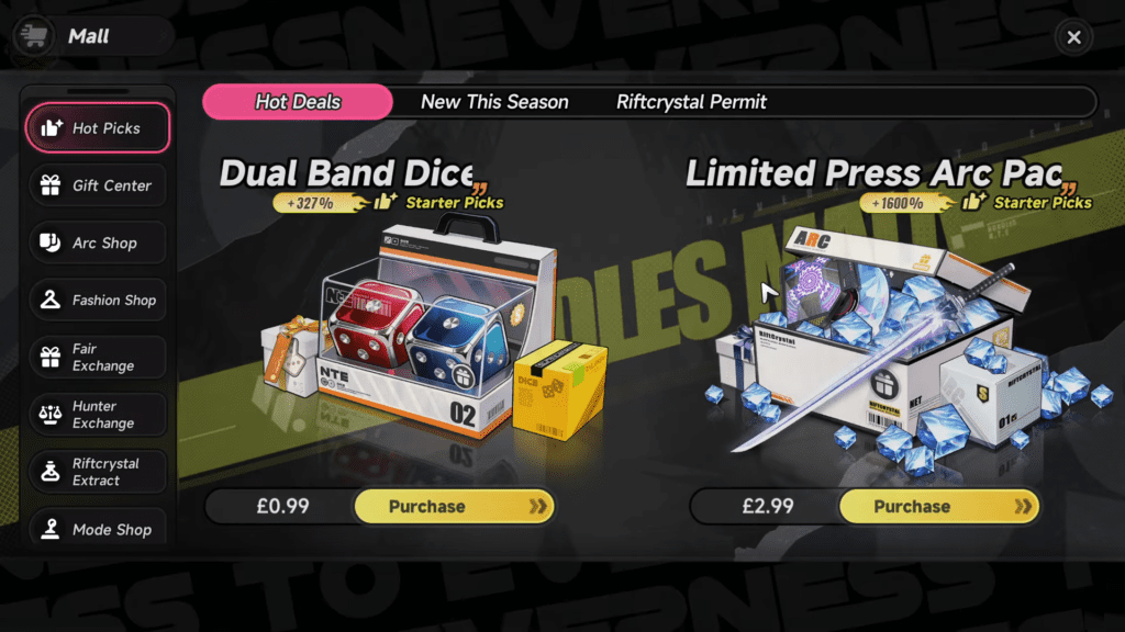 NTE Mall Microtransaction Gacha Arc Screen
