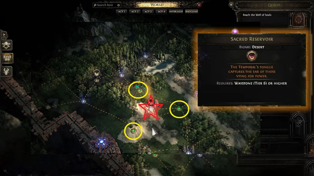 Path of Exile 2 - How to access the Sacred Reservoir | | GamesHorizon Path of Exile 2 Sacred Reservoir map Location on Atlas