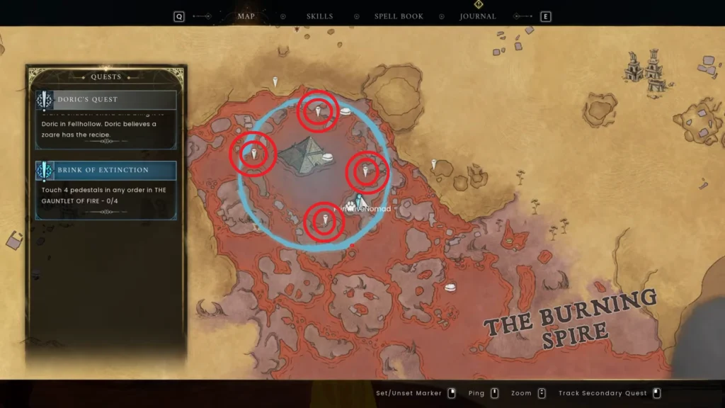 RuneScape Dragon WIlds Gauntlet of Fire Spots on Map