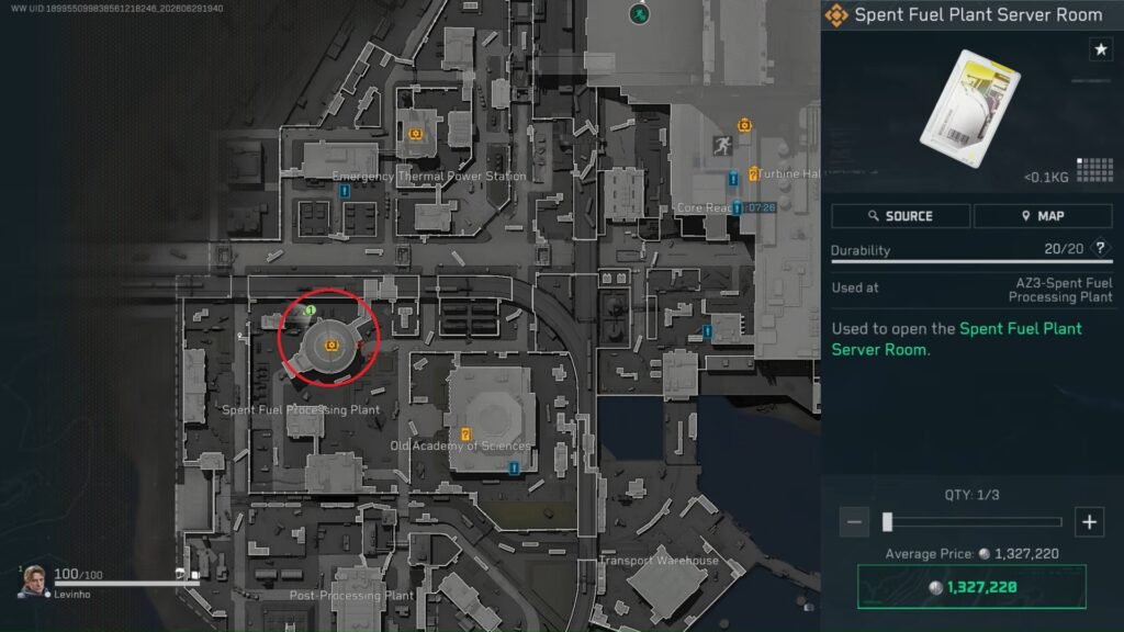 Spent Fuel Plant Server Room Keycard Location in Delta Force AZ3