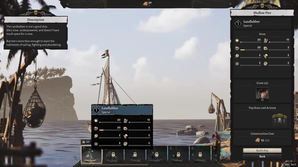 Corasair Cove Landlubber Details to Crew and Captain