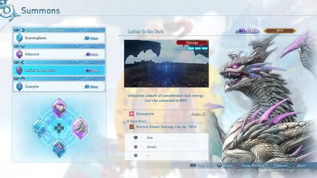 Granblue Fantasy Relink Fediel Summon Selection