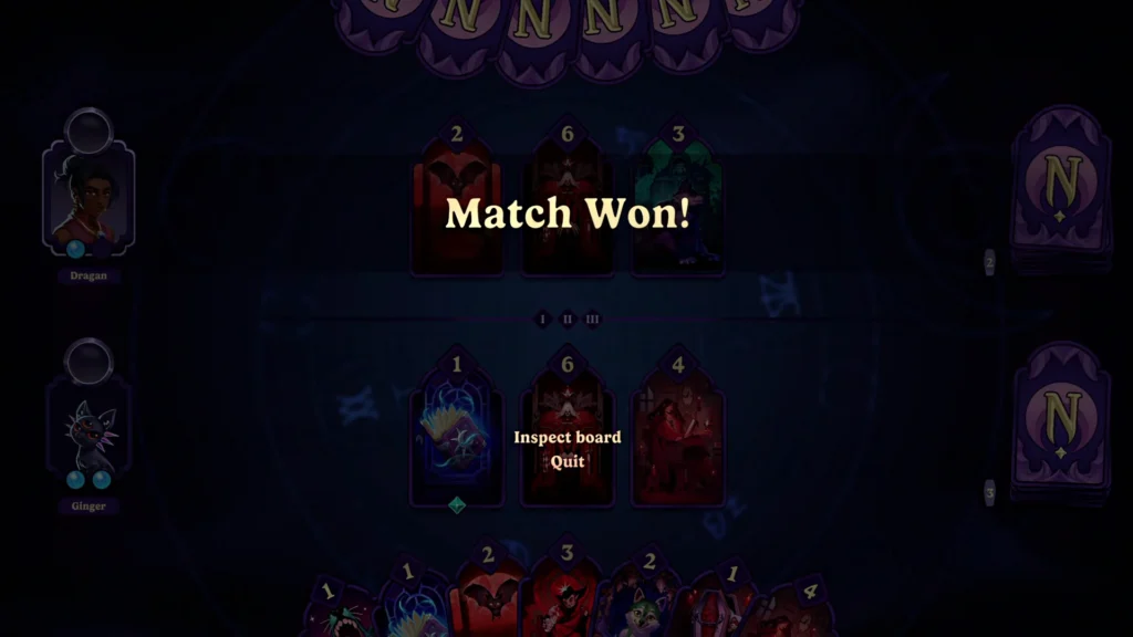Moonlight Peaks Card Win Minigame Result Screen