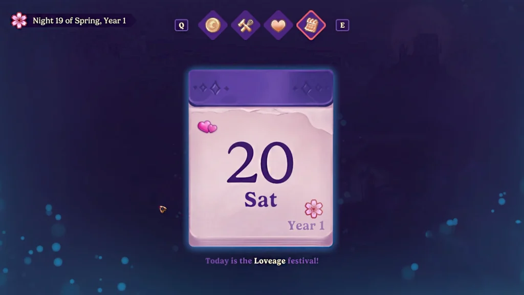 Moonlight Peaks - The Complete Guide to All Seasonal Events | | GamesHorizon Moonlight Peaks Loveage Festival Date on Calender